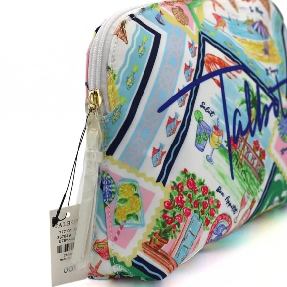 Talbots NWT Makeup Cosmetic Travel Zipper Bag Scenic Print Pouch - Picture 4 of 10